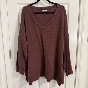Maurices Ribbed Knit Top in Maroon